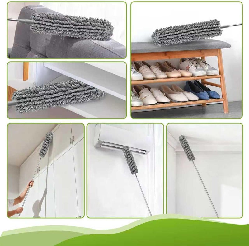 MimAuto 100-inch Duster with Extension Pole, 8-in-1 Cobweb Duster Kit Includes Chenille Head & Retractable Gap Cleaner, Spider Web Brush for High Ceiling, Fan, Car, and Home Cleaning - Image 4